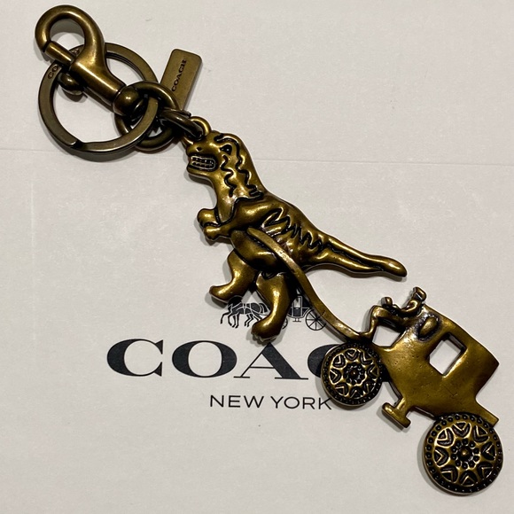 Rare Large Metal Coach Rexy Carriage Golden Dinosaur Rare Purse Bag Charm - Picture 7 of 16